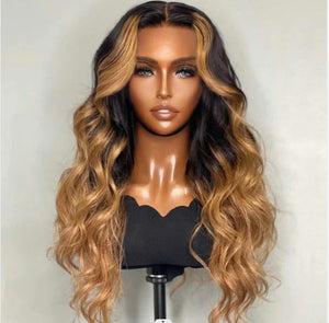 silkswan 100% human Brazilian hair 5x5 #1b/27 boby wave wig 250 density for black women