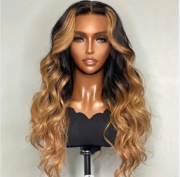 silkswan 100% human Brazilian hair 5x5 #1b/27 boby wave wig 250 density for black women