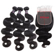 Load image into Gallery viewer, Silkswan Hair Body Wave Human Virgin Hair Bundles with Closure 5x5 6x6 Lace Closure