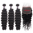 Load image into Gallery viewer, Silkswan Hair Deep Wave Bundles with Closure 4x4 or 6x6 Top Closure 4PCS/LOT Human Hair