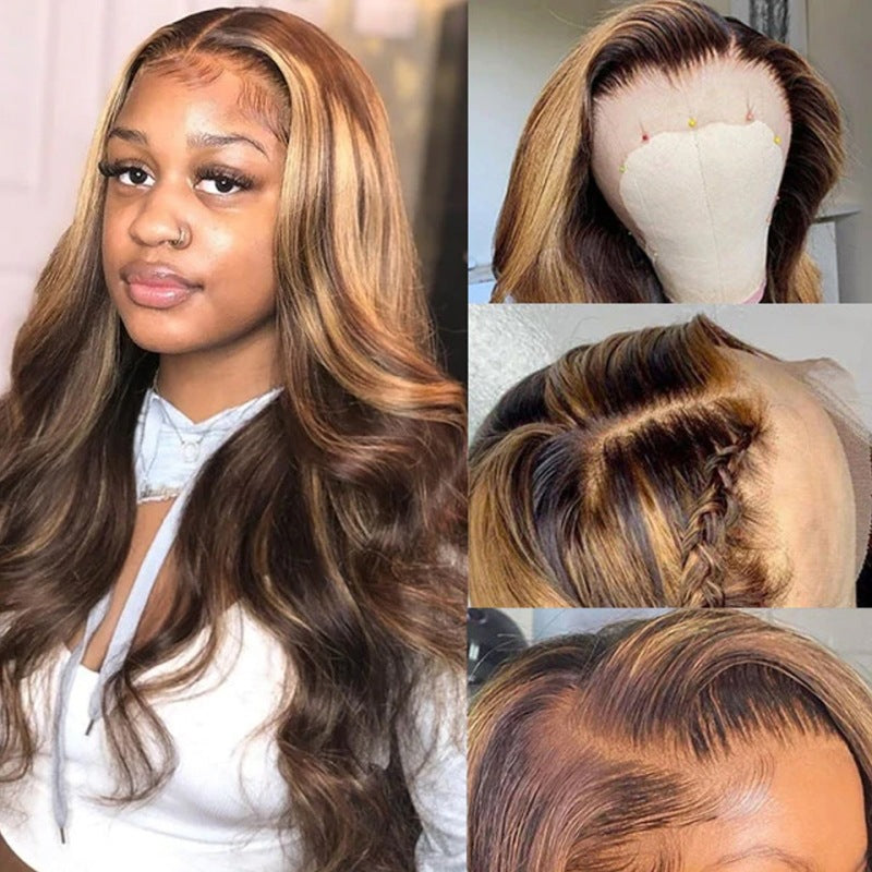high light lace front wigs P4 / 27 Brazilian Body Wave  Lace Front Wig Human Hair Wigs For Black Women Honey Blonde