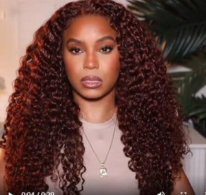 Silkswanhair hot selling new style human hair fashion beautifull 13x4 frontal brown color curly wig 250%