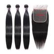 Load image into Gallery viewer, Silkswan Hair Straight Bundles with Closure 5x5 6x6 7x7 Lace Closure 4Pcs/Lot Human Hair