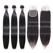 Load image into Gallery viewer, Silkswan Hair Straight Hair Bundles with Closure Human Hair Extension with 4x4 Swiss Lace Closure