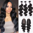 Load image into Gallery viewer, Silkswan Body Wave Bundles with 2x6 Lace Closure Kim K Top Closure Human Virgin Hair Extensions