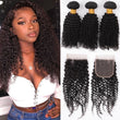 Load image into Gallery viewer, Silkswan Hair 100% Human Virgin Brazilian Hair Kinky Curly Bundles with 4x4 Lace Closure