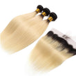 Load image into Gallery viewer, Silkswan Hair 1B613 Color Straight Hair Bundles with 13x4 Lace Frontal 4Pcs/Lot Human Virgin Hair