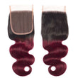Load image into Gallery viewer, Silkswan Hair Body Wave 1b/99j Bundles with 4x4 Lace Closure Ombre Color Human Virgin Hair