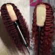Load image into Gallery viewer, Silkswan Hair Deep Wave Burgundy Lace Frontal Wig Brazilian Virgin Hair 99j Color