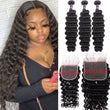 Load image into Gallery viewer, Silkswan Hair Deep Wave Bundles with Closure 4x4 or 6x6 Top Closure 4PCS/LOT Human Hair