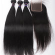 Load image into Gallery viewer, Silkswan Hair Straight Hair Bundles with Closure Human Hair Extension with 4x4 Swiss Lace Closure