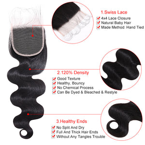 Silkswan Hair Body Wave HD Lace Closure 4x4 5x5 6x6 Top Closure Human Virgin Ha