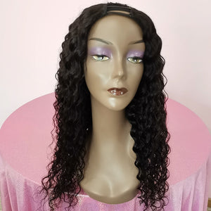 Silkswan Hair Deep Wave U Part Wigs Full Machine Made Non Lace Wigs Virgin Human Hair