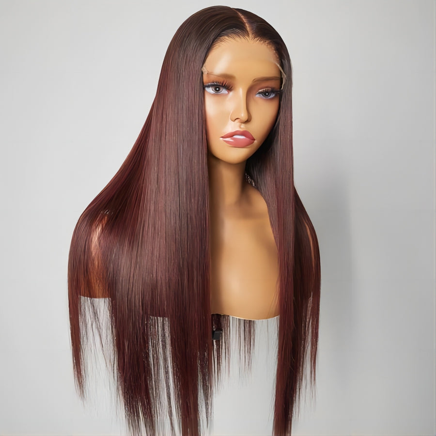 Silkswanhair huamn New style hair brown  color straight frontal wig 250%