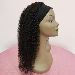 Silkswan Hair Kinky Curly Headband Wigs Full Machine Made Human Hair Non Lace Wigs