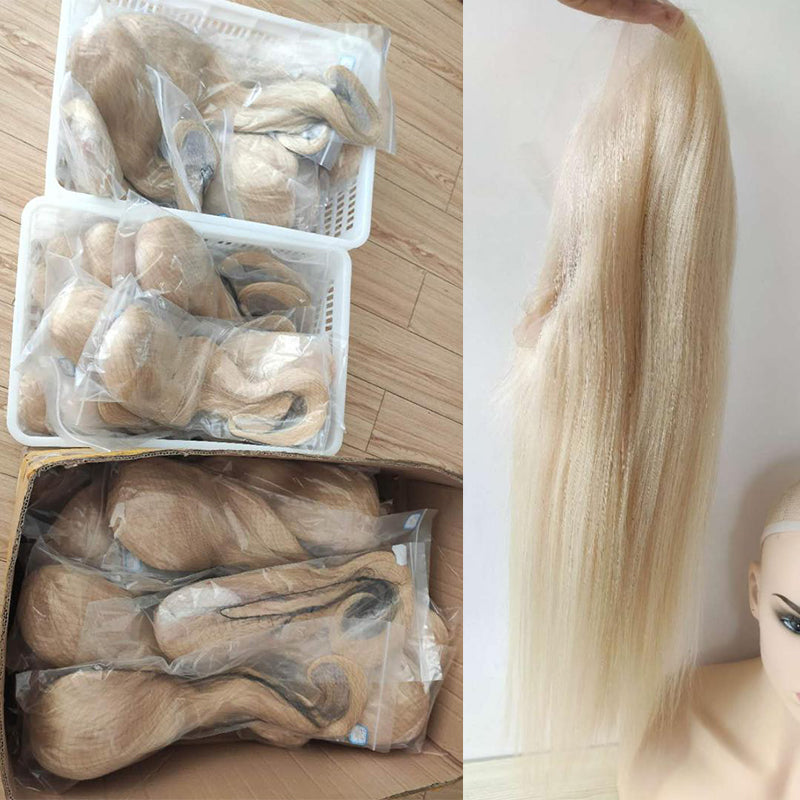 Silkswan Hair Straight 613 Hair Wigs Blonde 13x6 Lace Frontal Human Hair Wigs 18-26 Inches