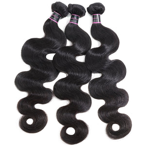 Silkswan Hair Boundles with 4x4 Lace Closure Body Wave Hair Weft Extensions 4Pcs/lot