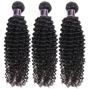 Silkswan Hair Kinky Curly Bundles with Frontal 13x4 Lace Frontal Natural Color Human Hair