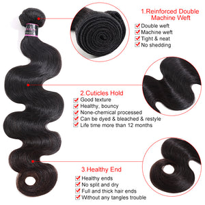 Silkswan Hair Body Wave Human Virgin Hair Bundles with Closure 5x5 6x6 Lace Closure