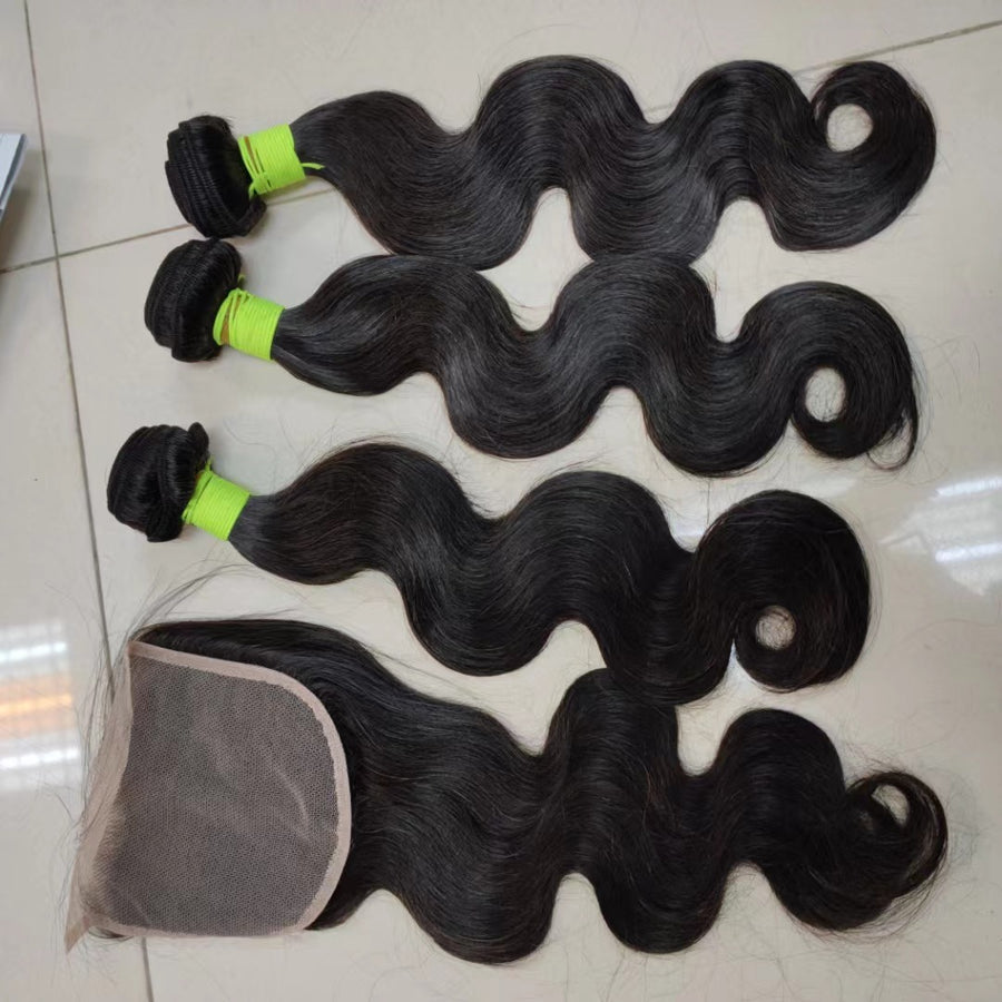 Silkswan hair Nrazilian human hair body wave bundle and closure