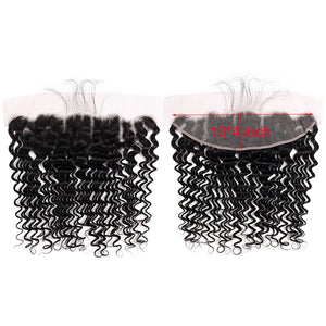 Silkswan Hair Deep Wave Bundles with Frontal Brazilian Human Virgin Hair Weft Extensions