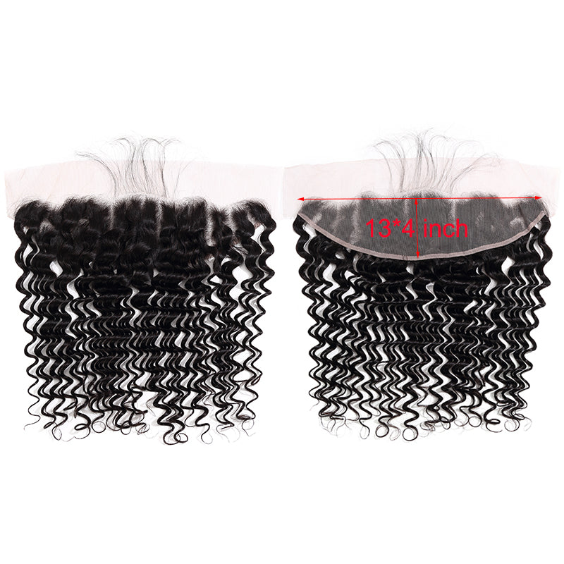 Silkswan Hair Deep Wave Bundles with Frontal Brazilian Human Virgin Hair Weft Extensions