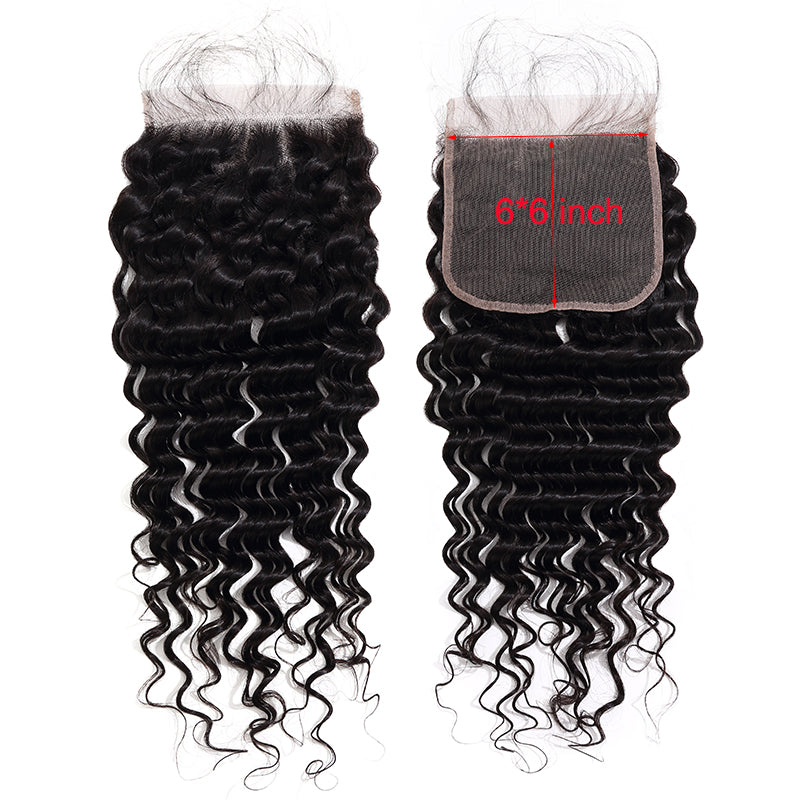 Silkswan Hair Deep Wave Lace Closure 4x4 6x6 Swiss Lace Top Closure with Baby Hair