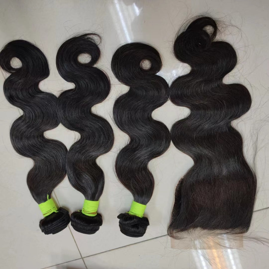 Silkswan hair Nrazilian human hair body wave bundle and closure