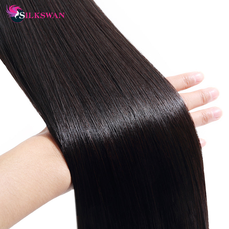 2021 NEW ARRIVAL SILKSWAN HAIR STRAIGHT VIRGIN HUMAN HAIR BUNDLES NATURAL COLOR 34inch For Black women