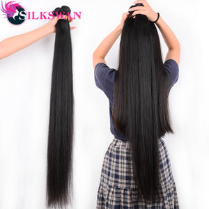 2021 NEW ARRIVAL SILKSWAN HAIR STRAIGHT VIRGIN HUMAN HAIR BUNDLES NATURAL COLOR 34inch For Black women