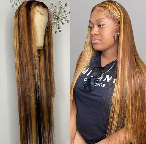 high light lace front wigs P4 / 27 Brazilian Straight Lace Front Wig Human Hair Wigs For Black Women Honey Blonde Ombre Remy