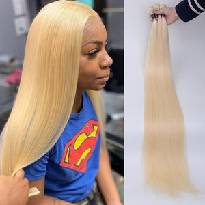 Silkswan Hair Straight 613 Virgin Human Hair Bundles Blonde 32 34 36 38 40 Long Inches Hair