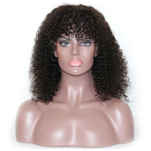 Silkswan Hair Curly Hair Wigs with Bang Human Hair Full Machine Made Non Lace Wigs