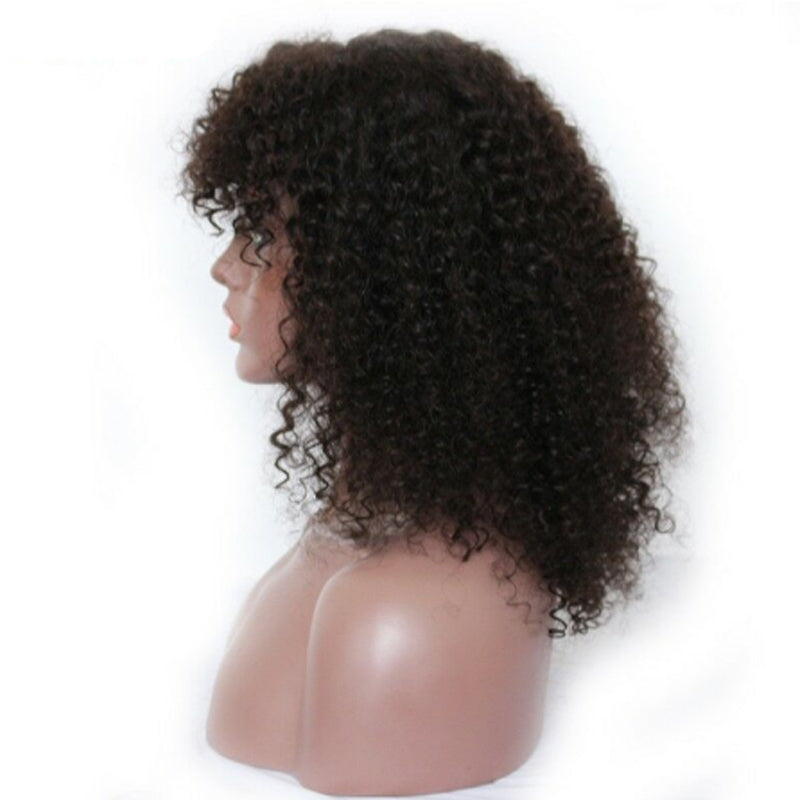 Silkswan Hair Curly Hair Wigs with Bang Human Hair Full Machine Made Non Lace Wigs