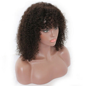 Silkswan Hair Curly Hair Wigs with Bang Human Hair Full Machine Made Non Lace Wigs