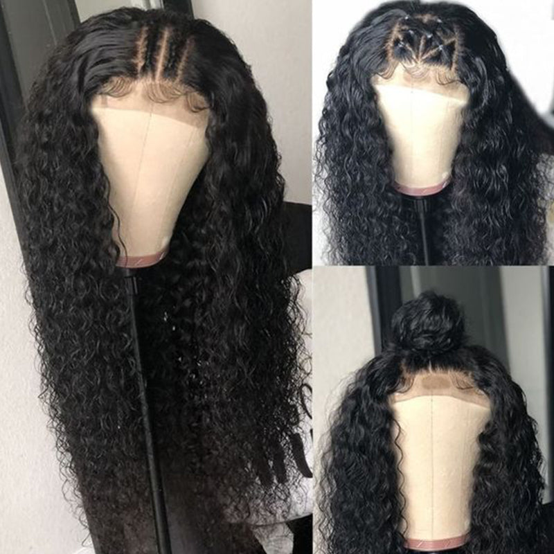 Silkswan Hair Curly 4x4 Lace Closure Wigs Human Hair 10-28 Inches Pre-plucked Hair Line