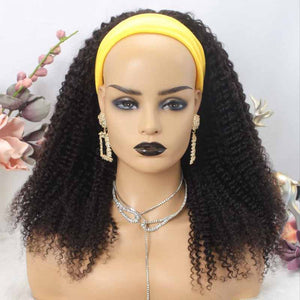 Silkswan Hair Kinky Curly Headband Wigs Full Machine Made Human Hair Non Lace Wigs