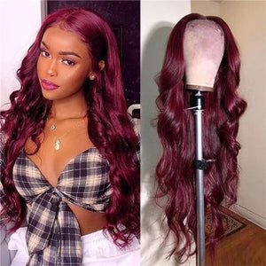 Silkswan Hair 99J Body Wave Human Virgin Hair Wigs Lace Front Wigs Pre Plucked Baby Hair