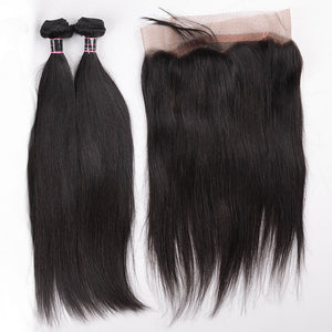 Silkswan Hair Straight Hair Bundles with 360 Lace Frontal Ear to Ear Hair Extensions 3Pcs/lot