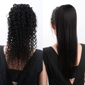 Silkswan Hair Ponytail Straight or Deep Wave 10-28 Inch Drawstring Human Remy Hair Extensions