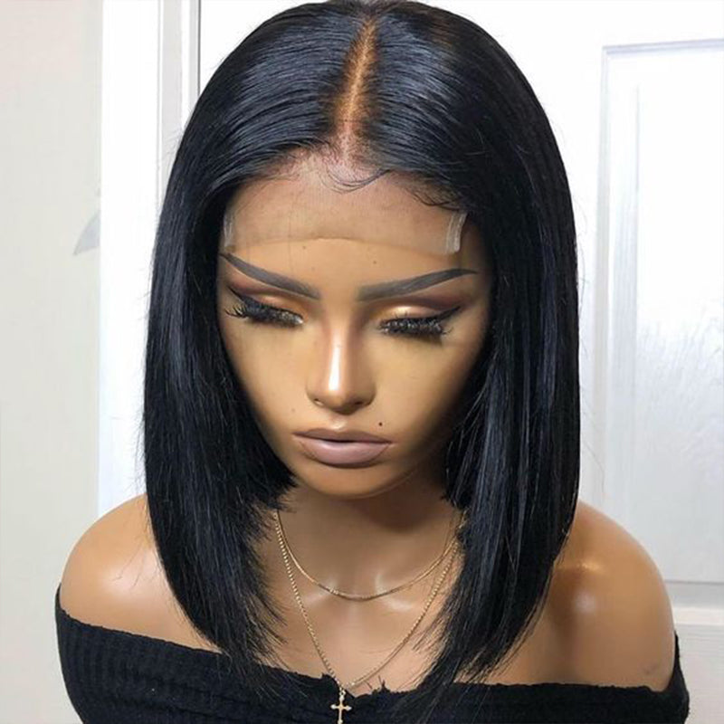 Silkswan Hair 4x4 Lace Closure Wigs Straight Short Bob Lace Front Wig Pre-plucked Hair