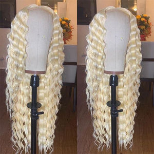 Silkswan Hair 613 Blonde Lace Front Human Hair Wigs Brazilian Virgin Deep Wave Wigs