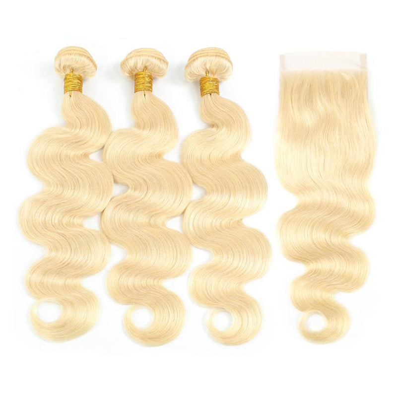 Silkswan Hair 613 Hair Bundles with 4x4 Lace Closure Human Virgin Hair Extension For Black Woman