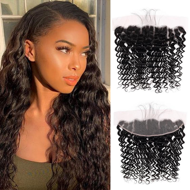 Silkswan Hair Lace Frontal Deep Wave 13x4 Frontal Free Part Brazilian Human Virgin Hair