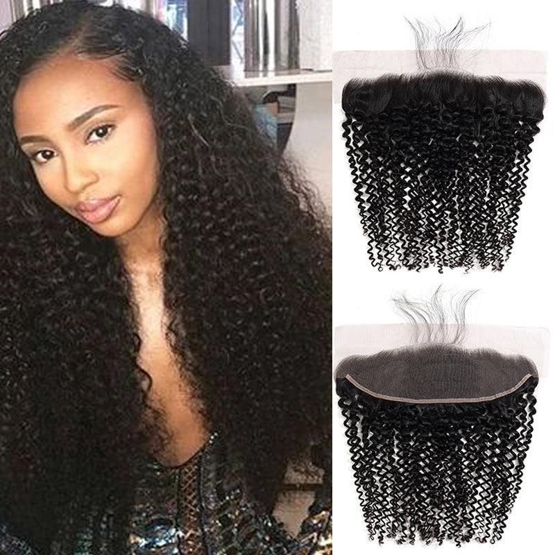 Silkswan Hair Kinky Curly Human 13x4 Lace Frontal Pre Plucked Ear To Ear Top Closure