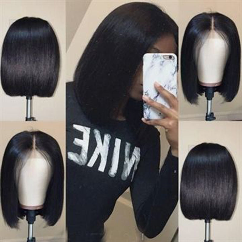 Silkswan Hair Straight Bob Wigs Pre Plucked 13x4 Lace Front Wigs Brazilian Human Hair