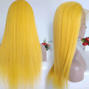 Silkswan Hair 13x4 Lace Front Human Hair Wig Straight Bright Yellow Customize Virgin Hair Wigs