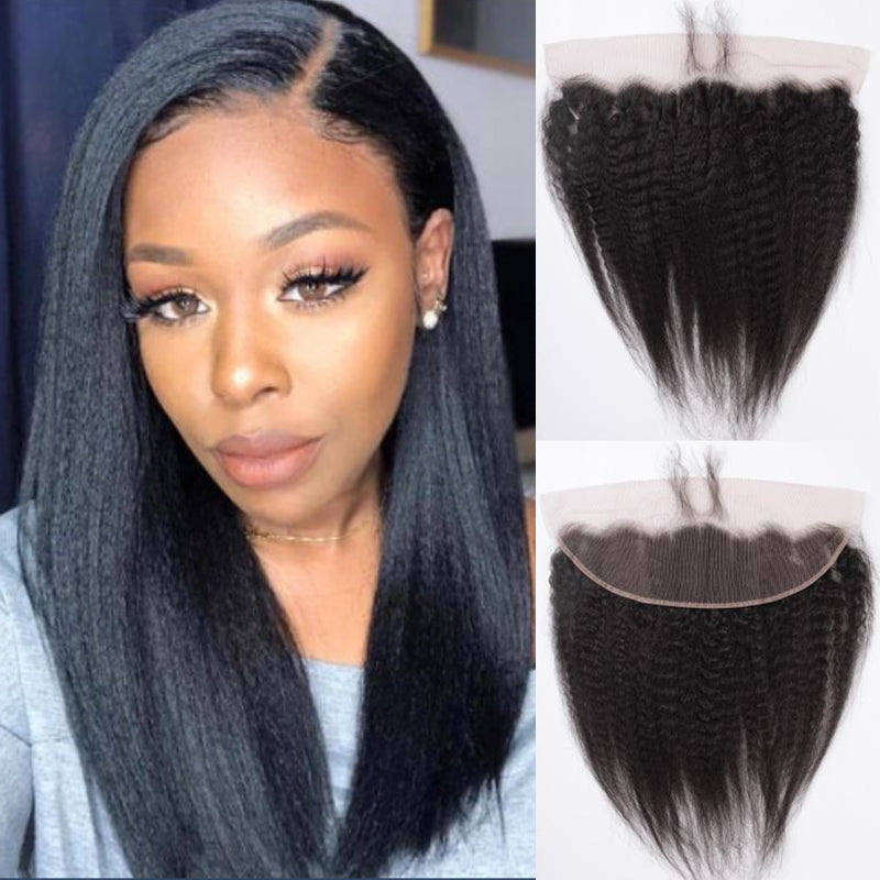 Silkswan Hair Kinky Straight Ear to Ear 13x4 Lace Frontal Brazilian Human Hair Free Part