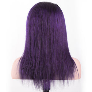 Silkswan Hair Straight Ombre Color 1Bpurple 13x4 Lace Front Wig Preplucked Human Remy Hair