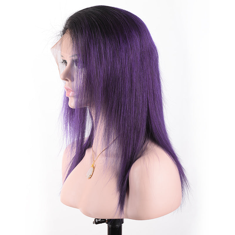 Silkswan Hair Straight Ombre Color 1Bpurple 13x4 Lace Front Wig Preplucked Human Remy Hair